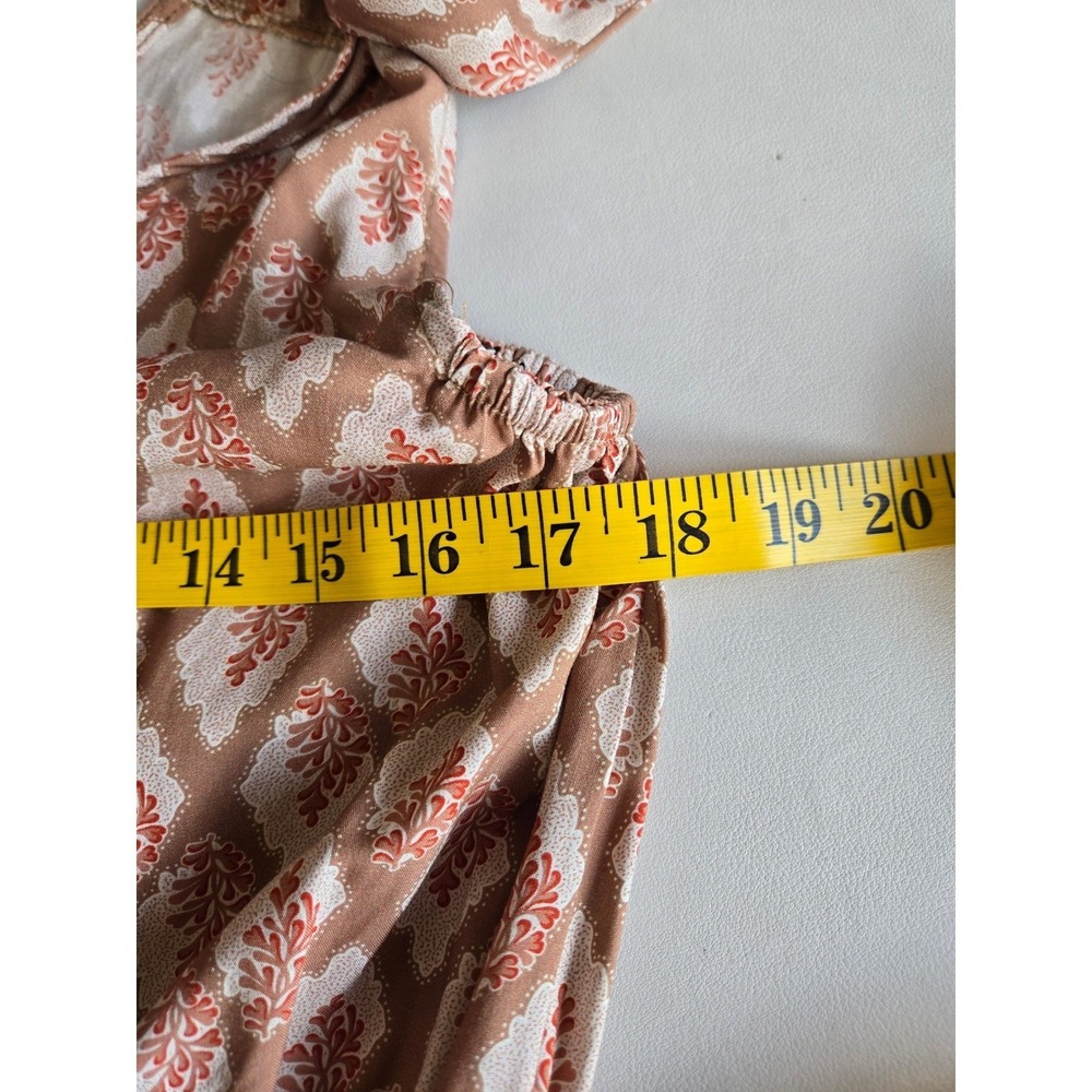 Cupshe Retro One-Shoulder Smocked Maxi Dress Brown Floral M Resort Boho Chic - Picture 7 of 10